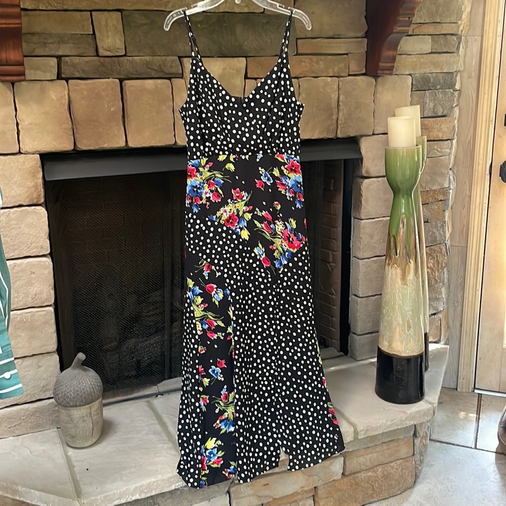 Likely Black Polka Dot & Floral Maxi Dress
